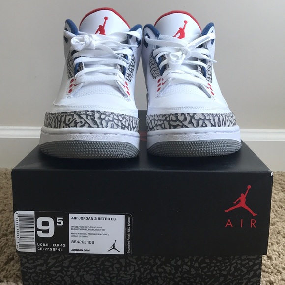 jordan retro 3 size 9.5